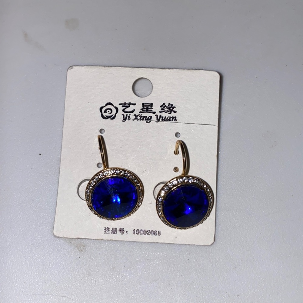 Blue and gold earrings